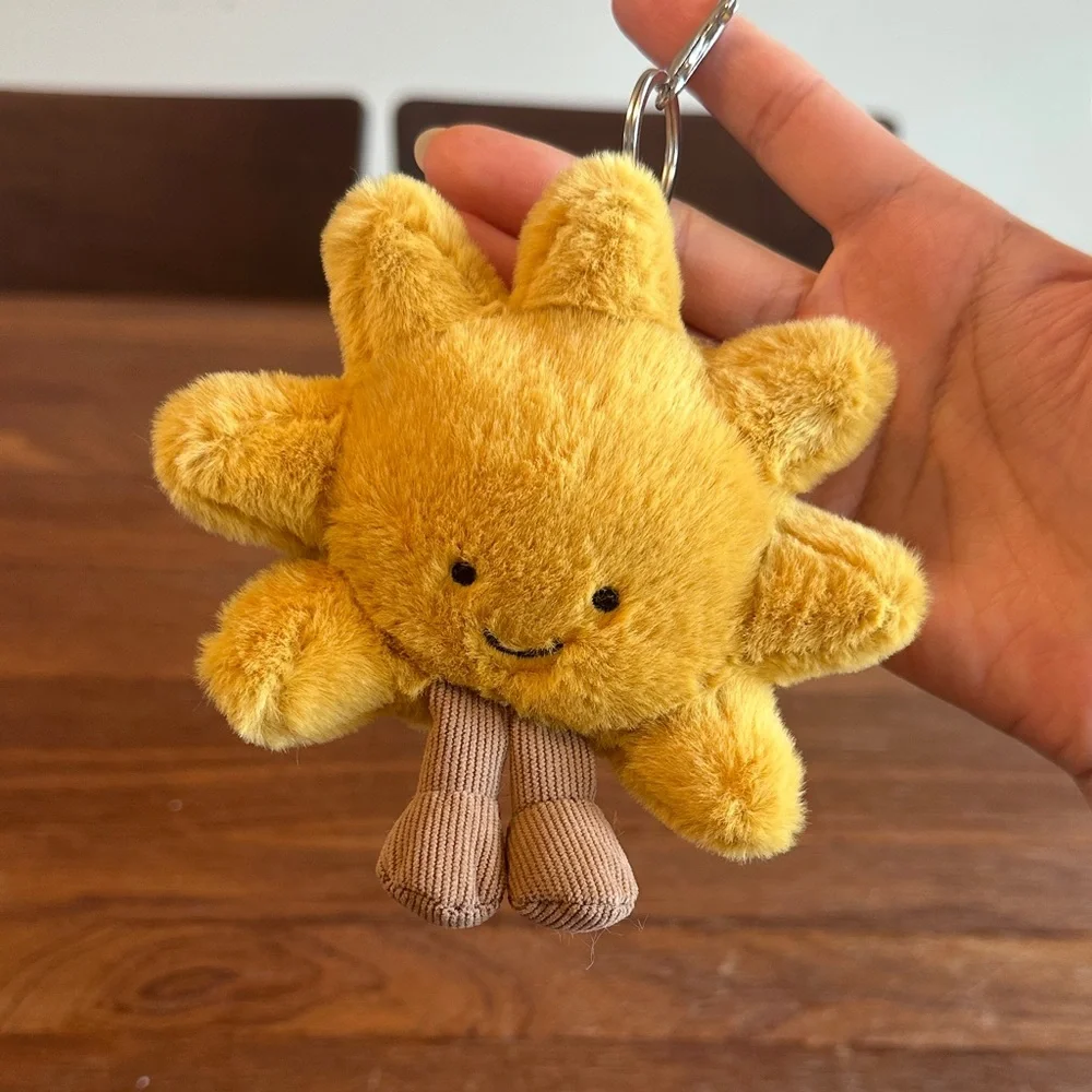 Sun Plush Keychain Cute Kawaii Sunshine Bag Charm Soft Stuffed Toy New